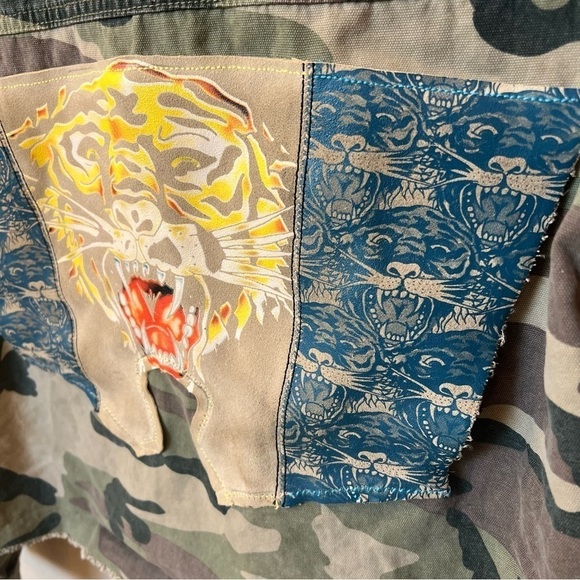 One of a kind Handmade camo print cropped jacket with released hem, Cotton,M - Picture 9 of 15